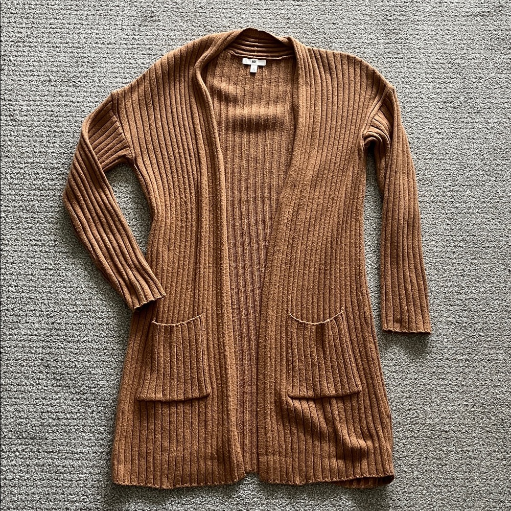 BP Ribbed Tan Cardigan Sweater